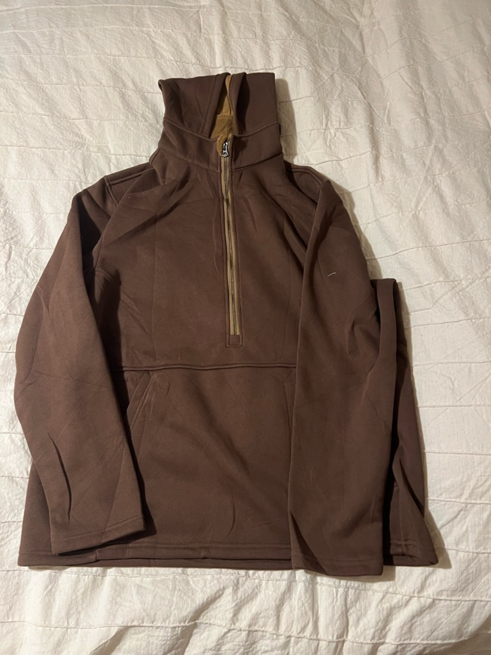 Brown Half-Zip Pullover Hoodie